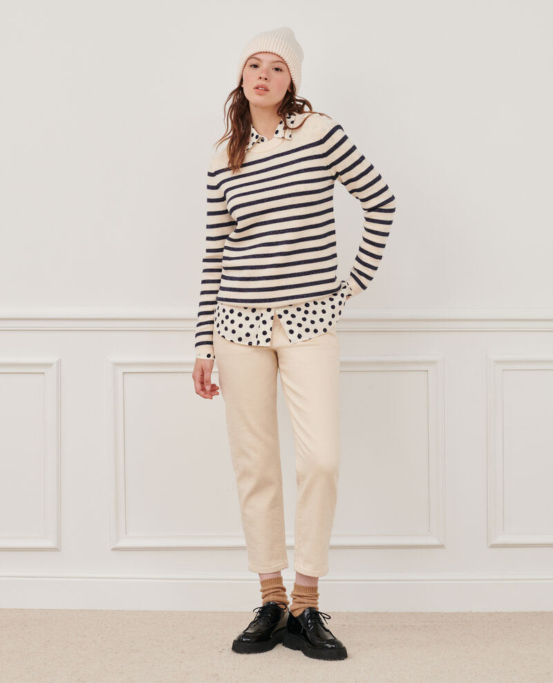MADDY - Striped merino wool jumper Stp jt navy lx Liselle