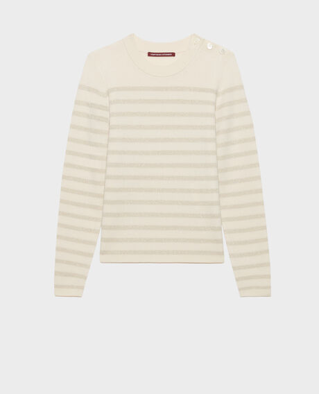 MADDY - Striped merino wool jumper 8801 01 offwhite 2wju244w26