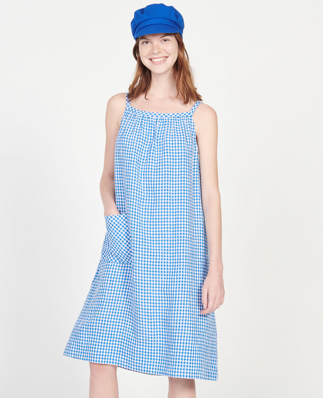 Cotton dress Vichy princess blue gardenia