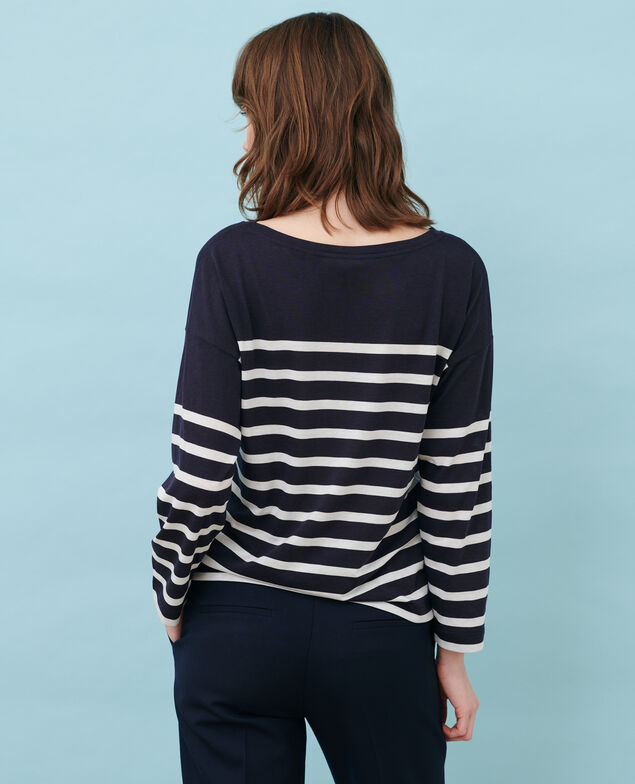 Cotton blend striped top 89 stripe navy