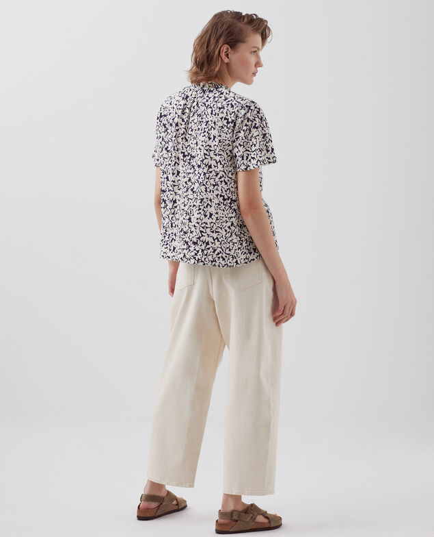 Short-sleeve fluid blouse H000 petal blue