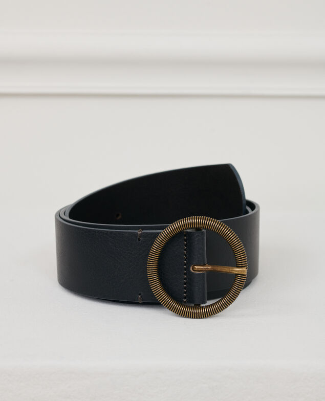 Wide leather belt 9901 09 faded black 2wbe187