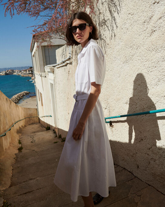 Cotton midi dress 0007 WHITE