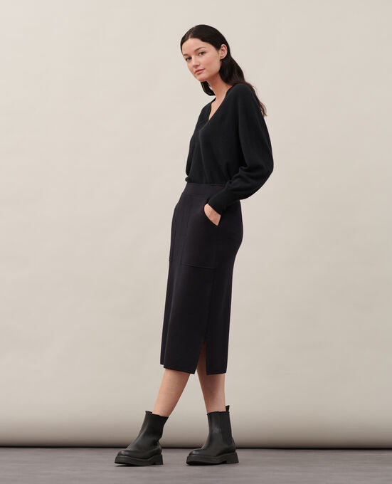 Wool maxi skirt 8891 09 BLACK