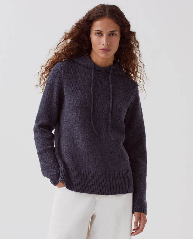 Wool hoodie I684 marathon blue