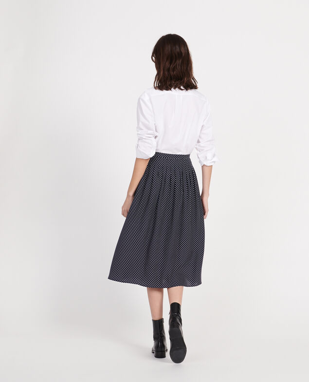 100% silk skirt Dots maritime blue