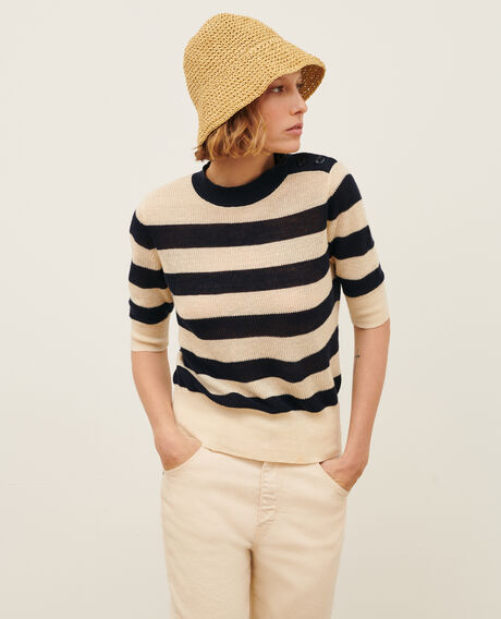 Short-sleeve linen jumper 0692 night_sky_stripes 3sju093l01