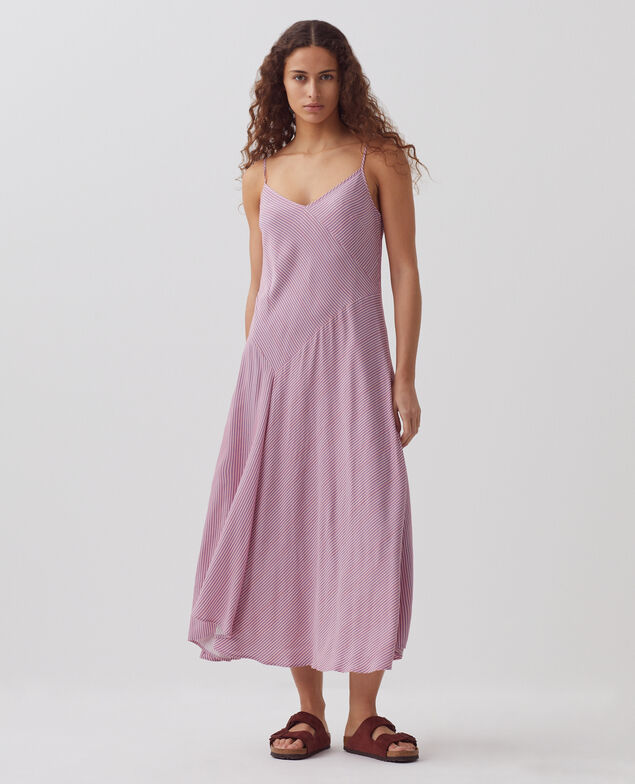 Spaghetti strapped dress 0721 lilac stripe
