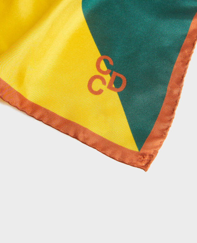 Square scarf in multi-coloured silk Lemon curry