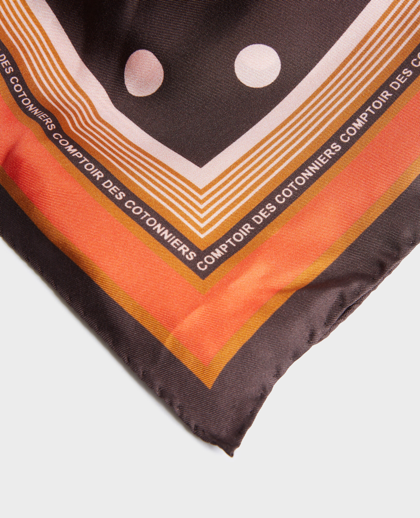 Polka dot square silk foulard Black coffee Nois