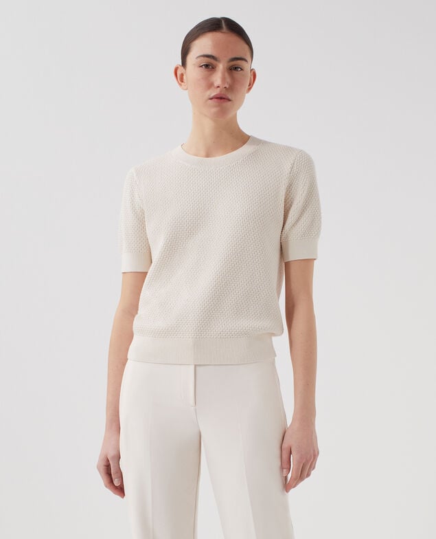 Short-sleeve cotton jumper U010 off white