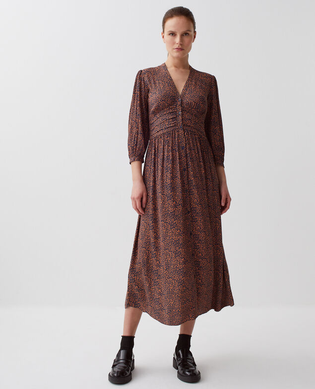 Fluid maxi dress I480 leo brown