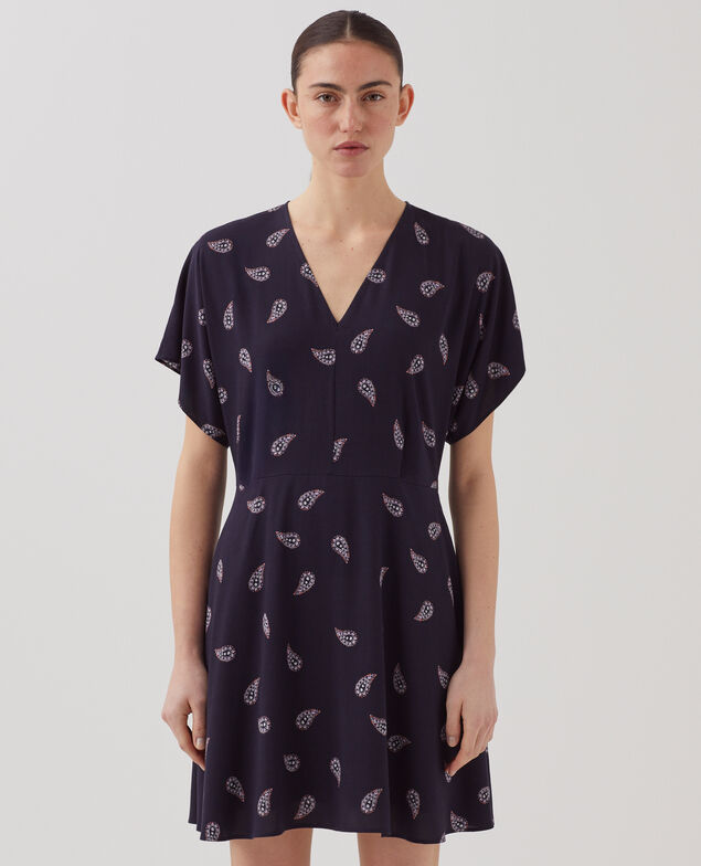 Floaty mini dress J693 ma paisley navy
