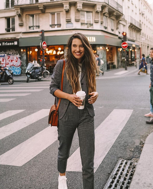 Linen and wool trousers Blue