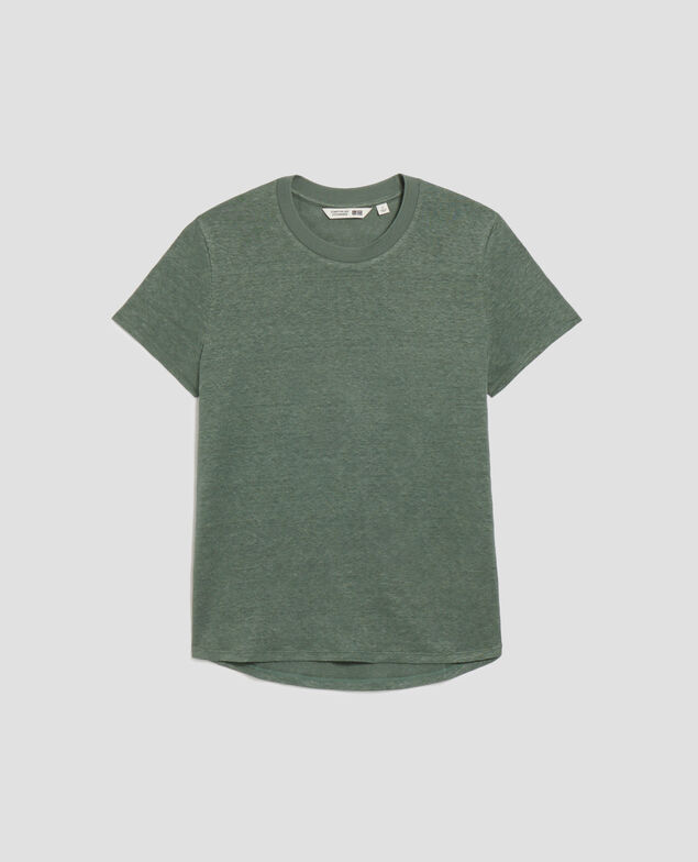 AMANDINE: linen round neck t-shirt U570 olive