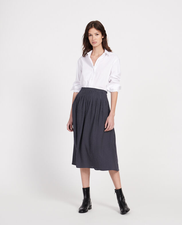100% silk skirt Dots maritime blue