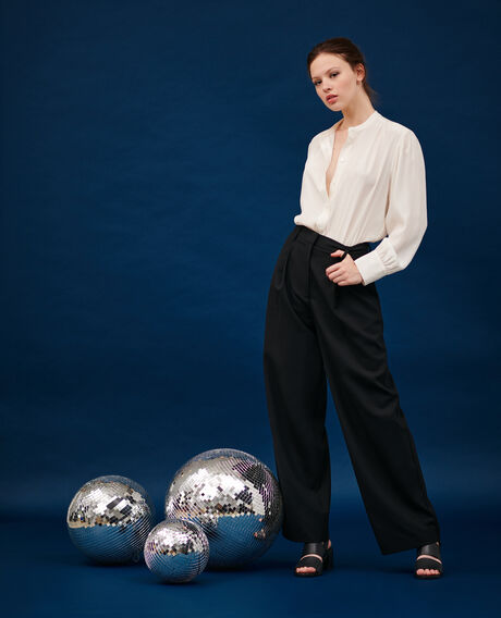 YVONNE - Wool trousers 4216 black_beauty 2wpa293w19