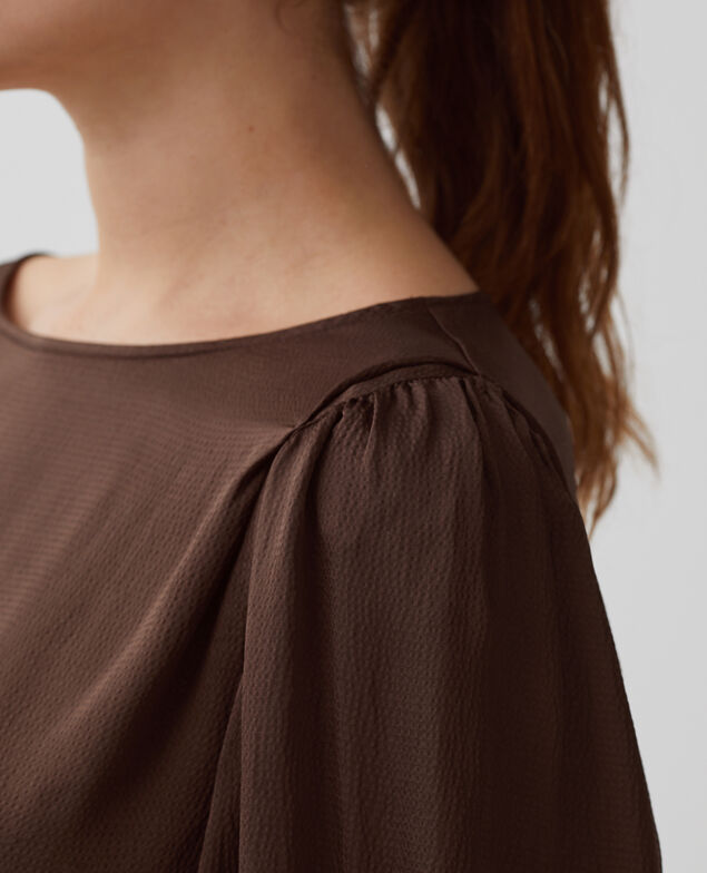 Floaty 3/4-length sleeve blouse I390 coffee bean