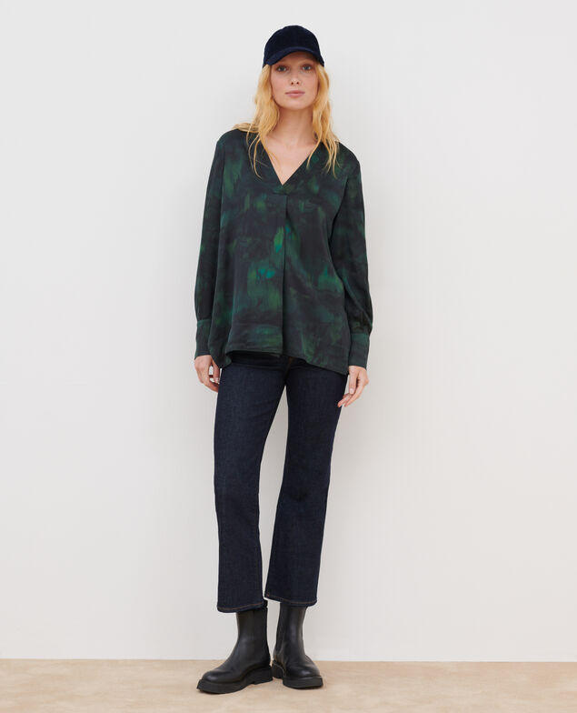 Silky printed blouse A581 print bolero green 3wbl074v23