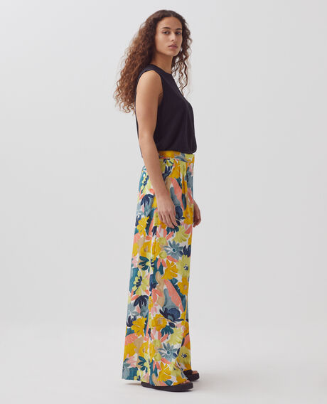 YVONNE - Loose cotton trousers 0430 palmeraie yellow 3spa290c10