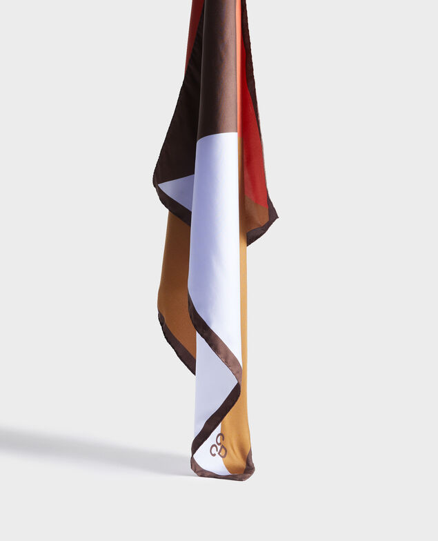 Square silk scarf Blue heron