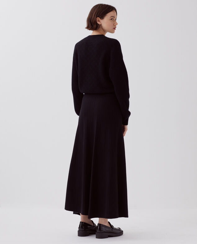 Merino wool maxi skirt H091 black beauty