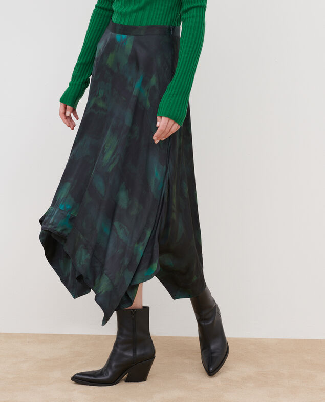 Silky maxi skirt A581 print bolero green 3wsk075v23