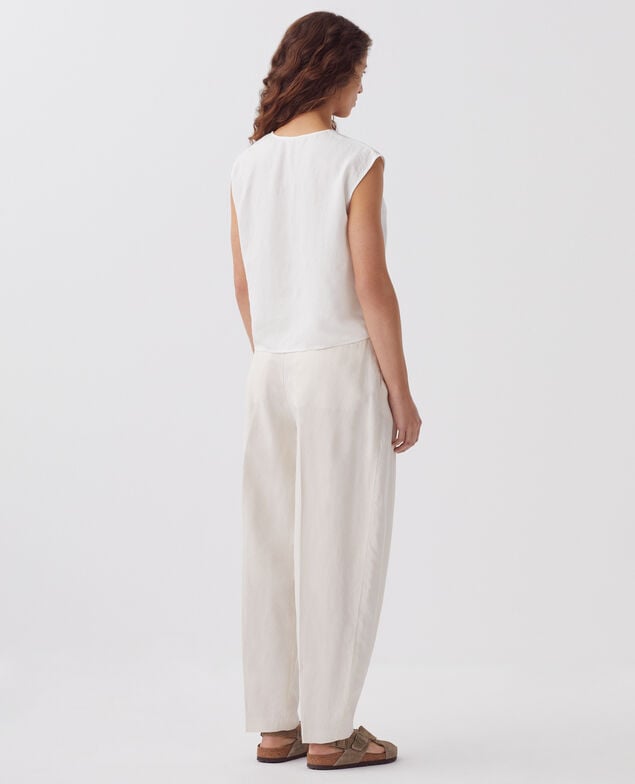 Loose cable knit vest top H003 white