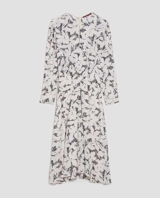 Silky maxi dress J301 flower camo ecru