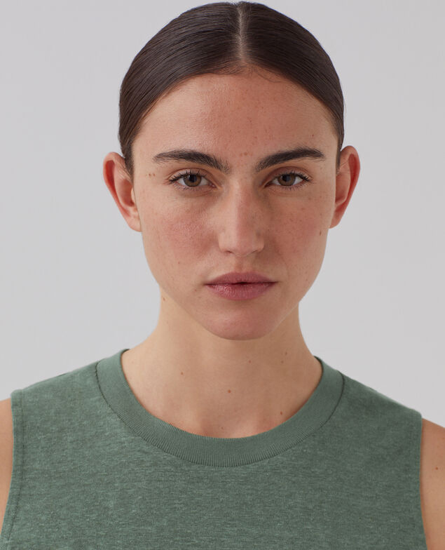 MARCELLE - Linen tank top U570 olive