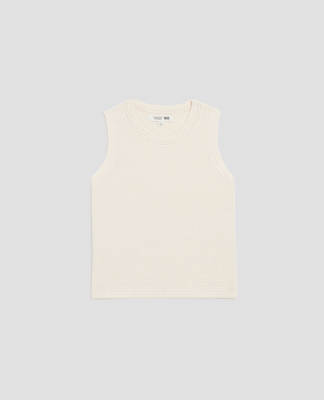 Cotton open knit tank top U010 off white