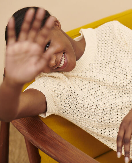 Short-sleeve cotton jumper 0401 ivory 3sju106c09