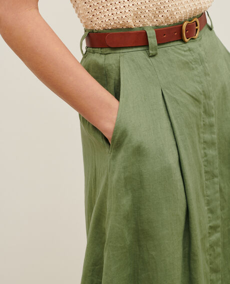 Linen midi skirt 52 green 2ssk500f04