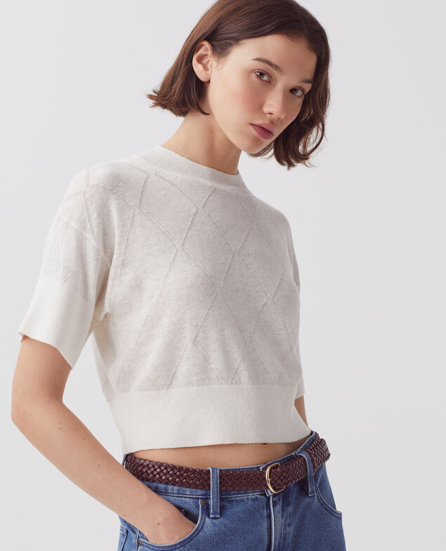 Short-sleeve jumper H013 gardenia