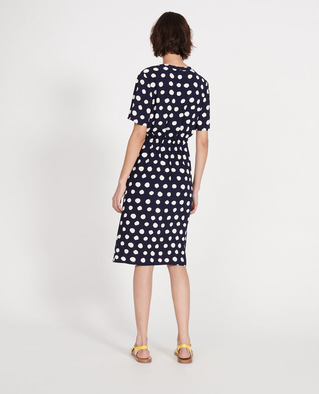 Straight and loose dress Dots maritime blue