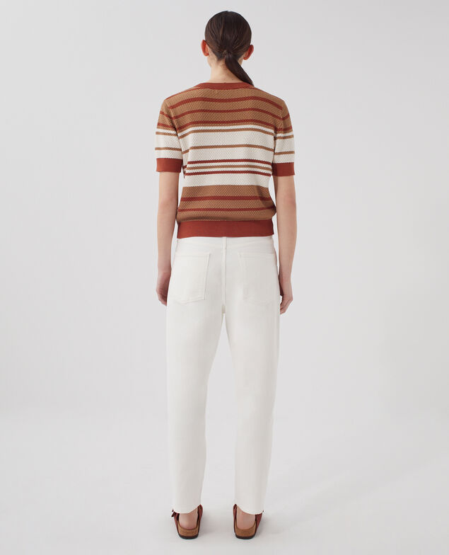 Short-sleeve cotton jumper J260 st ecru orange
