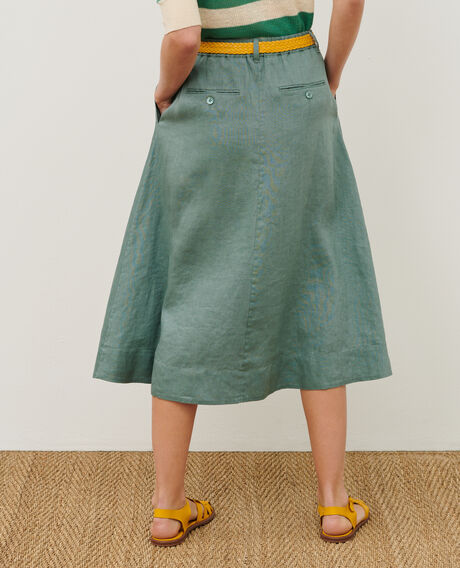 Linen midi skirt 0381 dark forest 3ssk199f04
