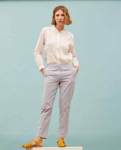 MARGUERITE - Cigarette trousers Str navy Nyokeasy