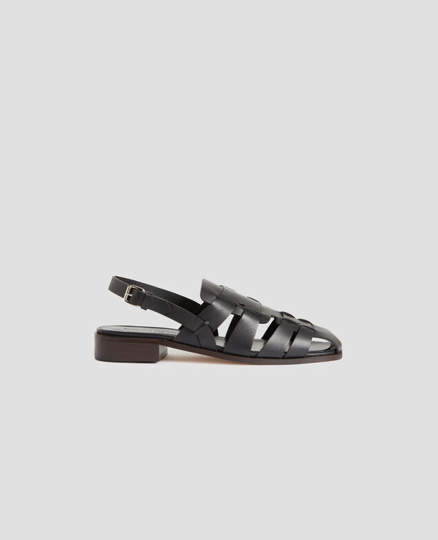 Leather fisherman sandals H091 black beauty
