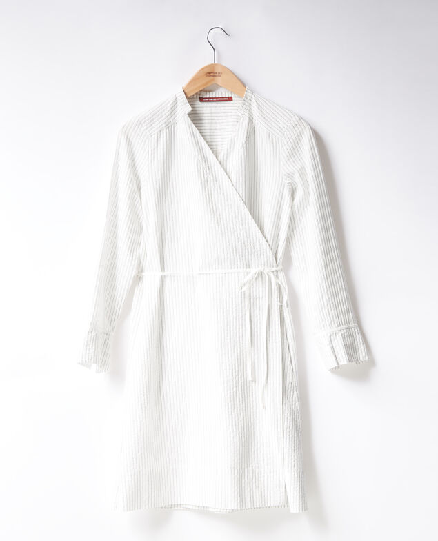 Striped wrapover dress Off white/navy stripes