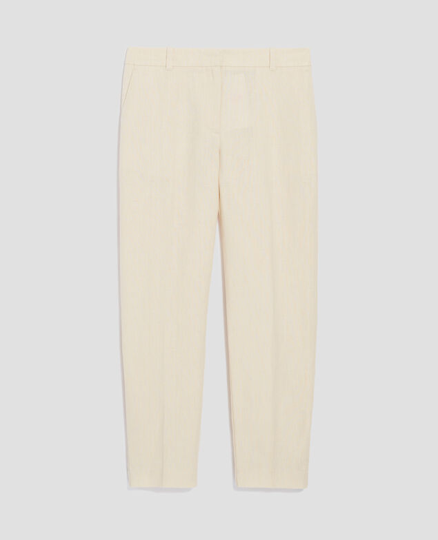 MARGUERITE - Linen cigarette trousers H303 white swan