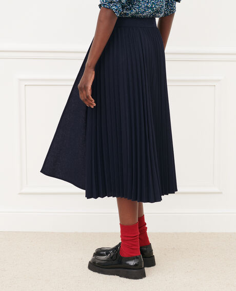 Flannel pleated skirt 7012c 69 navy 2wsk159w14