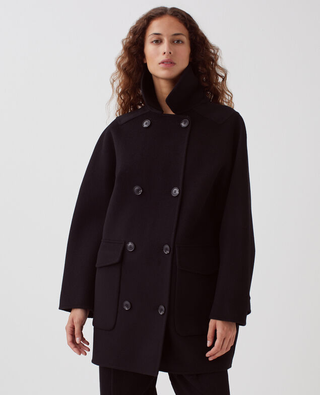 Double-sided wool and cashmere peacoat
