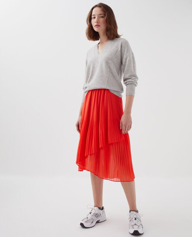 Pleated midi skirt I250 cherry tomato