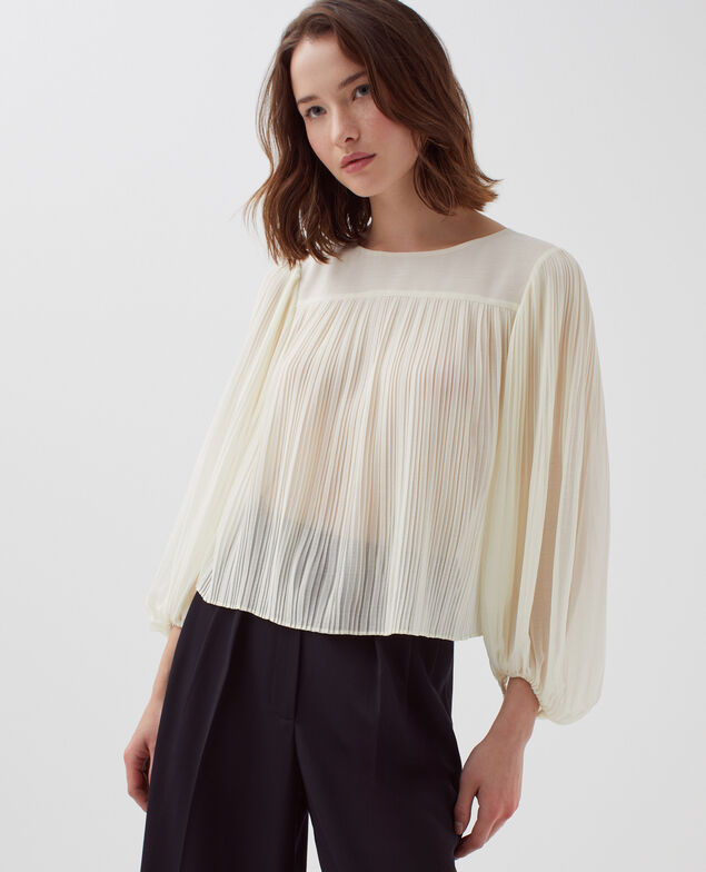 Pleated blouse I012 papyrus creme