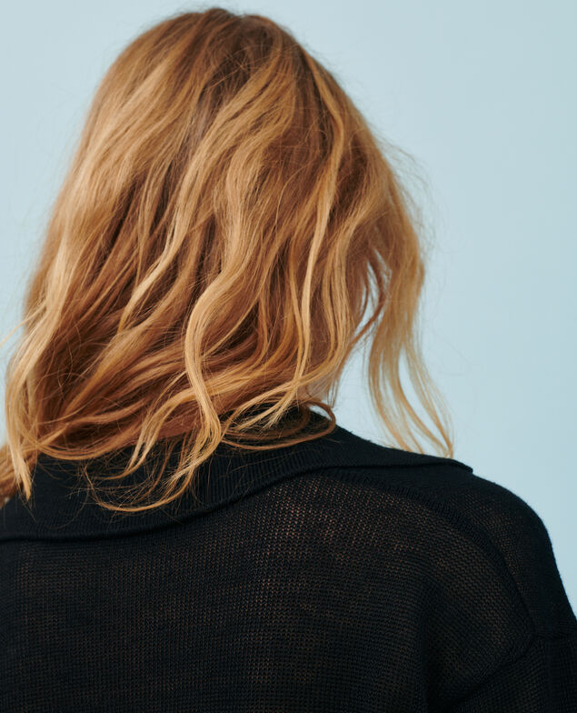 Lightweight linen polo Black beauty