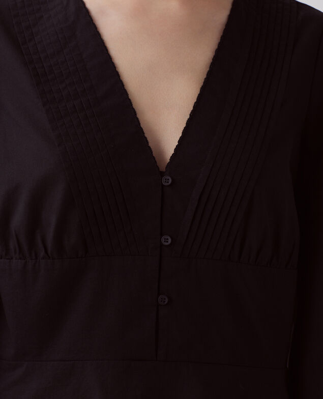 V-neck cotton blouse H091 black beauty