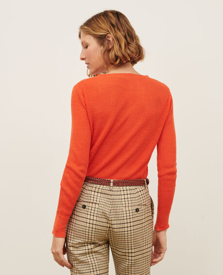 Textured linen jumper 0250 tiger lily orange 3sju191l01
