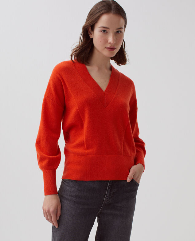 Cashmere V-neck jumper I260 pureed pumpkin