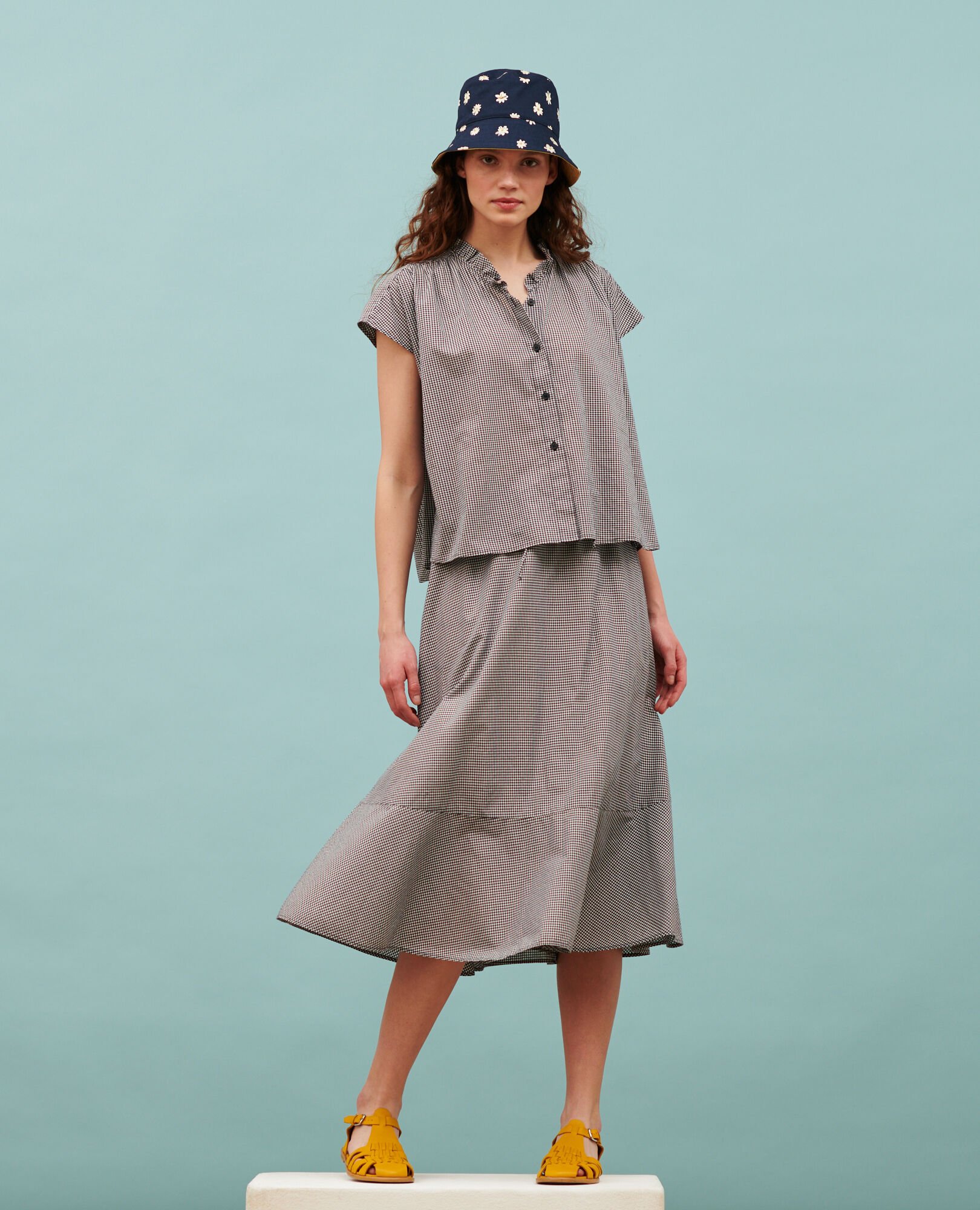 Cotton voile gingham skirt vichy - Comptoir des Cotonniers